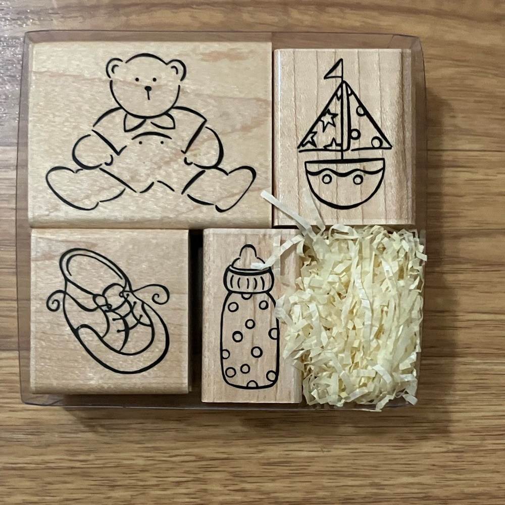 Close to My Heart Baby Wood Rubber Mounted Stamps 4 PCS EUC